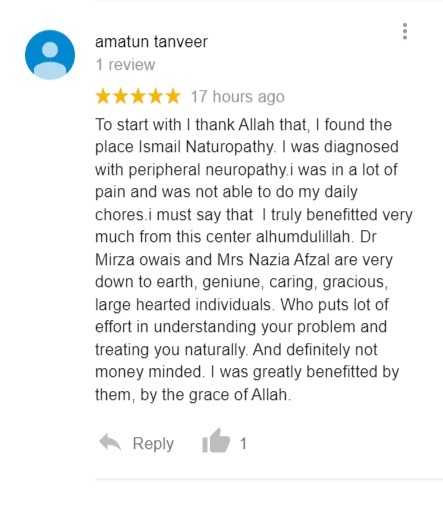 Ismail Naturopathy Testimonial