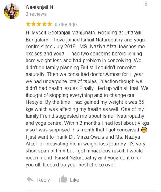 Ismail Naturopathy Testimonial